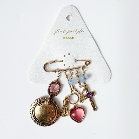 Free People Carry On Safety Pin Charm Brooch | NWT - Picture 2 of 5